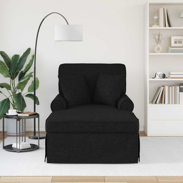 Schwarze Stoff Chaiselongue mit Kissen
