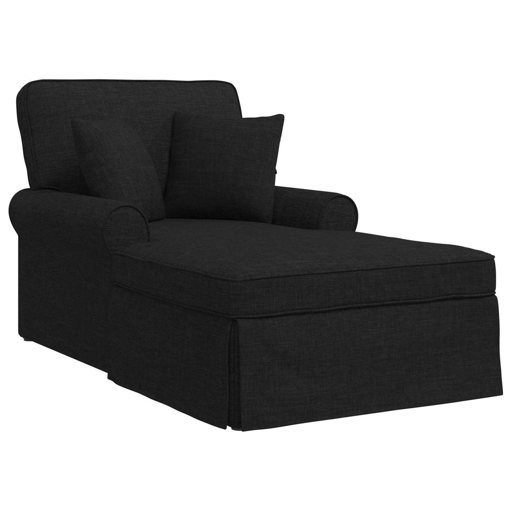 vidaXL Chaise longue avec jupe et coussins 3 pcs Tissu noir