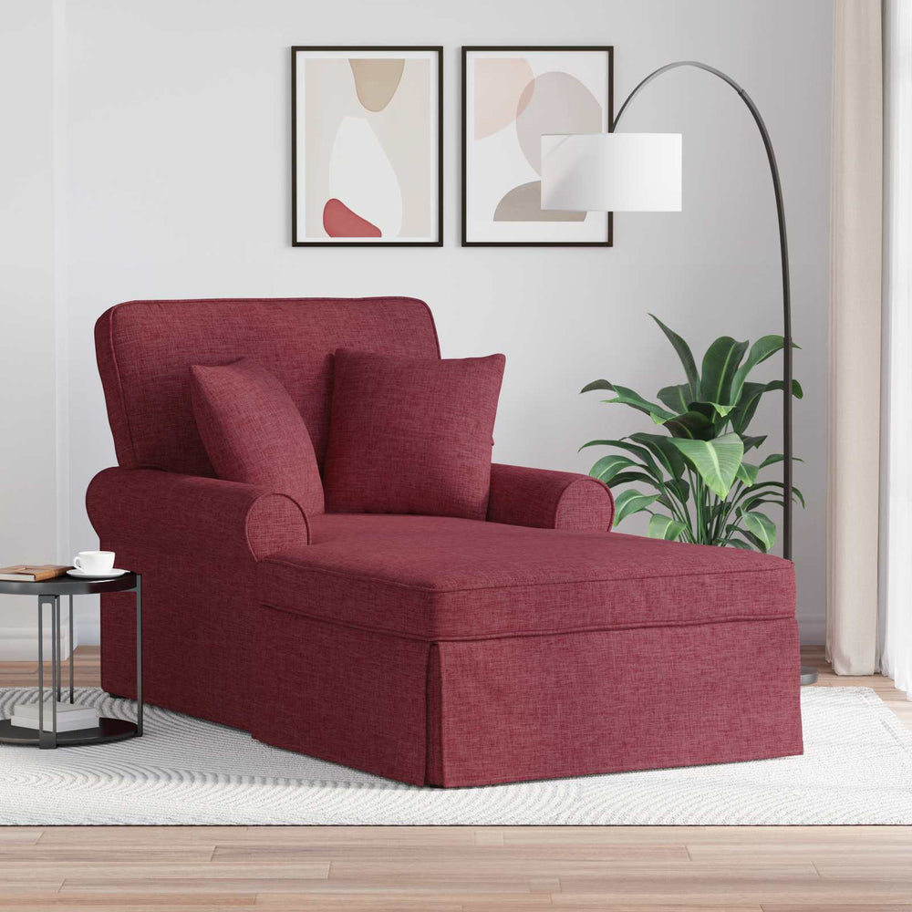 vidaXL Chaise longue à bascule avec coussins 3 pcs Tissu bordeaux