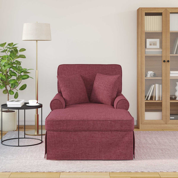 Weinrote Chaiselongue mit Kissen