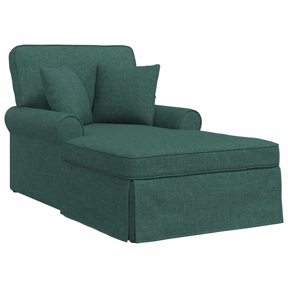 vidaXL Chaise longue avec jupe et coussins 3 pcs Vert foncé Tissu