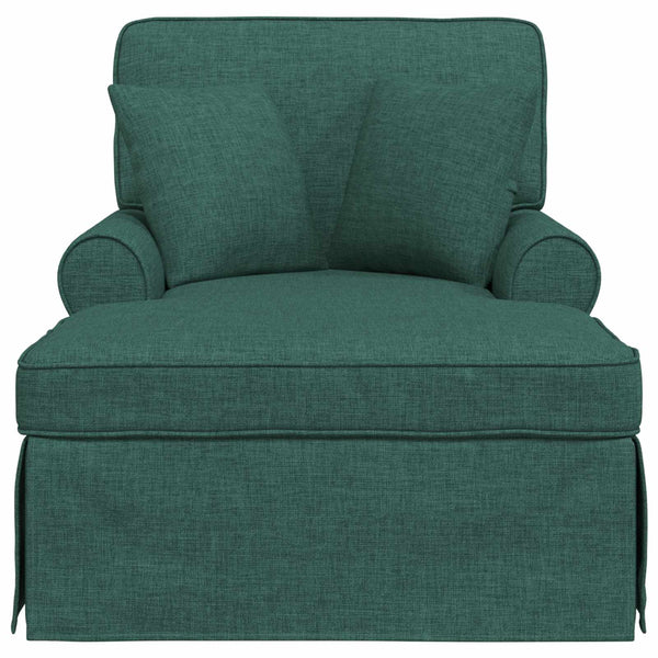 Dunkelgrüne Chaiselongue mit Kissen