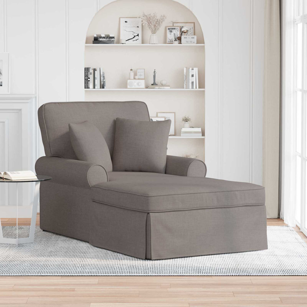 vidaXL Chaise longue avec jupe et oreiller et coussins 3 pcs Taupe Tissu
