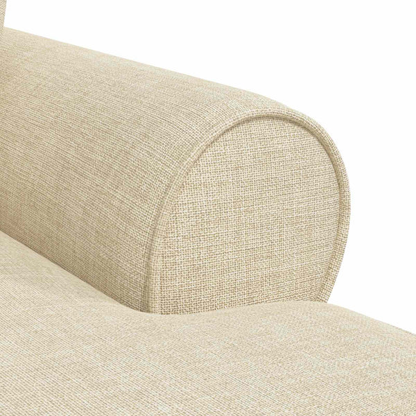 vidaXL Chaise longue avec jupe avec oreillers avec coussins 3 pcs Crème Tissu