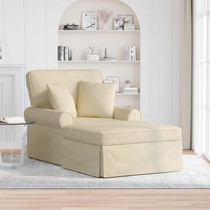 vidaXL Chaise longue avec jupe avec oreillers avec coussins 3 pcs Crème Tissu