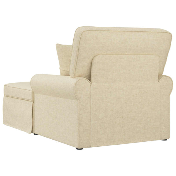 vidaXL Chaise longue avec jupe avec oreillers avec coussins 3 pcs Crème Tissu