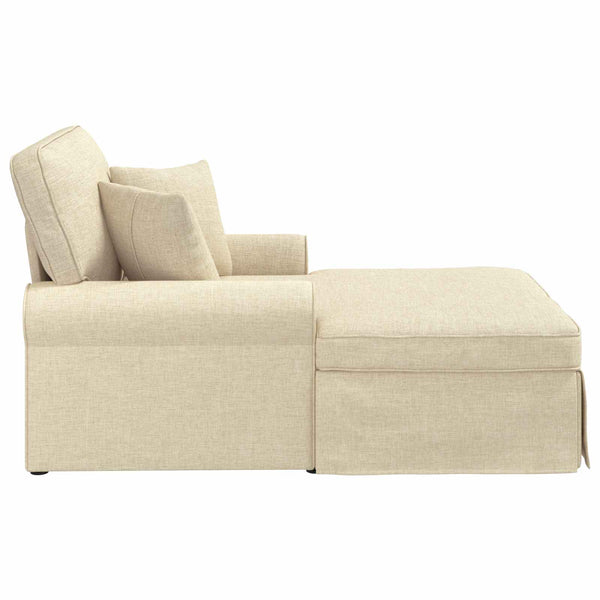 vidaXL Chaise longue avec jupe avec oreillers avec coussins 3 pcs Crème Tissu