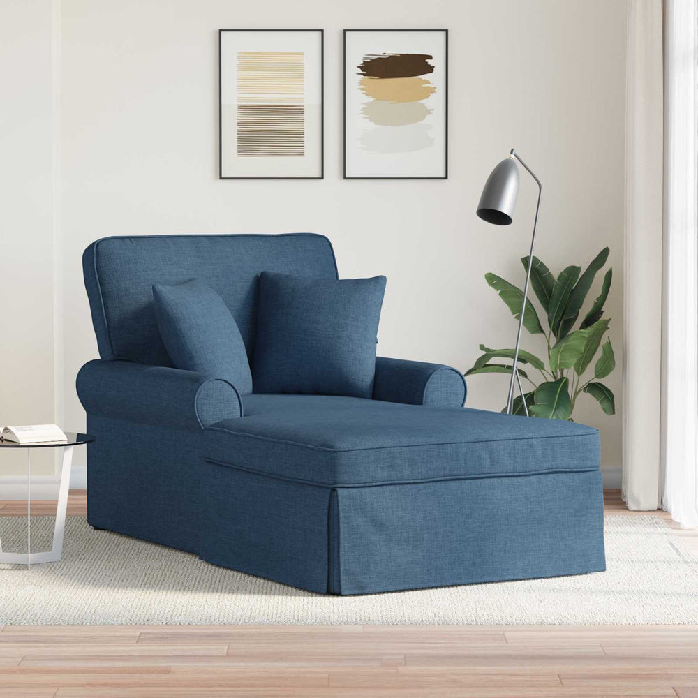 vidaXL Chaise longue avec jupe avec coussin avec coussin 3 pcs Bleu Tissu