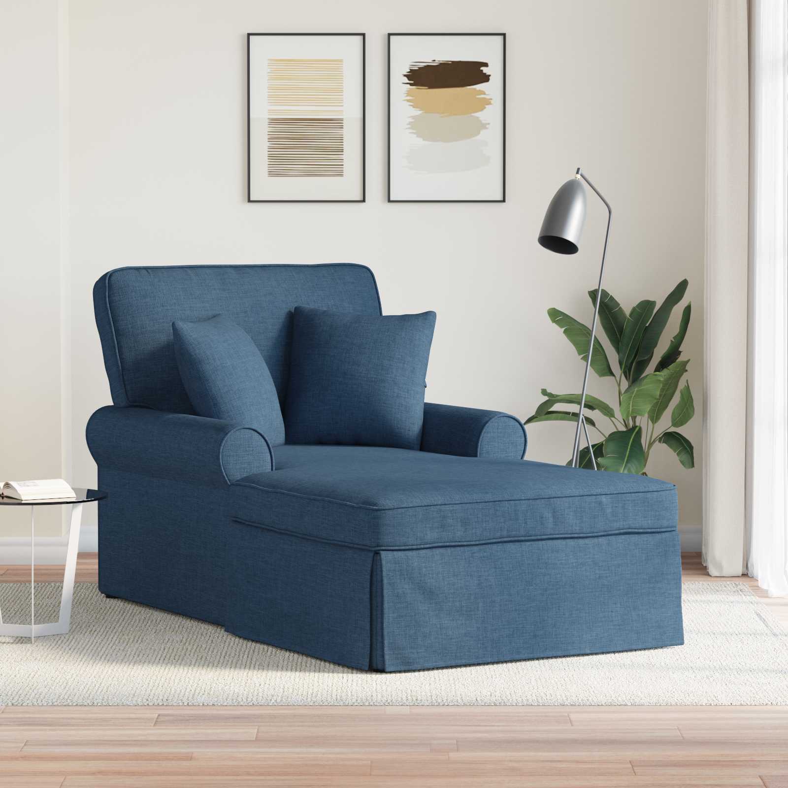 Blaue Chaiselongue mit Kissen, 3-teilig