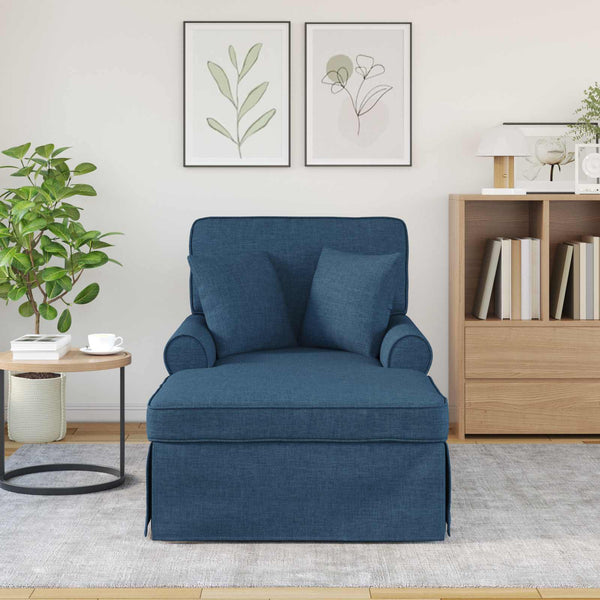 Blaue Chaiselongue mit Kissen, 3-teilig