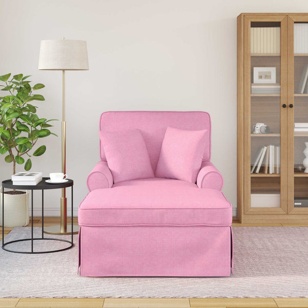 vidaXL Chaise longue à bascule avec coussins 3 pcs Tissu rose