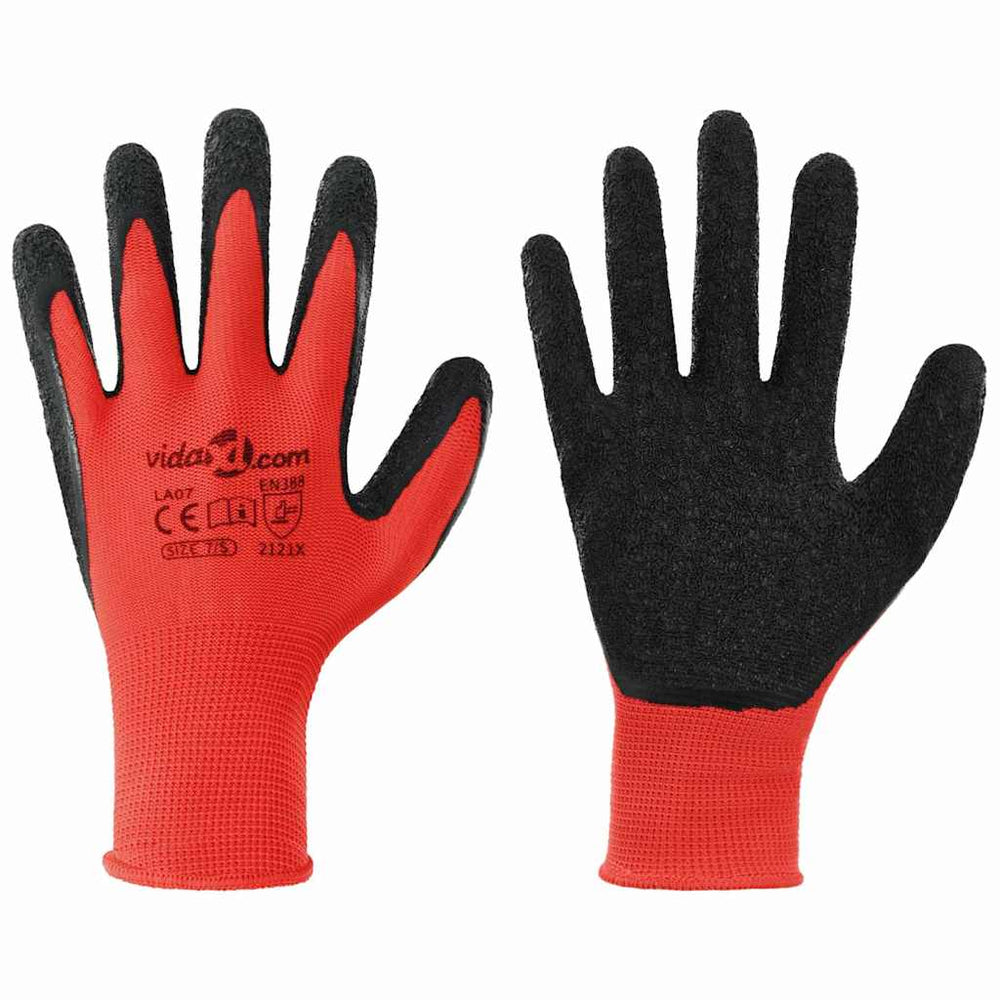 Arbeitshandschuhe Rot/Schwarz, Größe 7/S, 12er-Pack