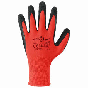Arbeitshandschuhe Rot/Schwarz, Größe 7/S, 12er-Pack