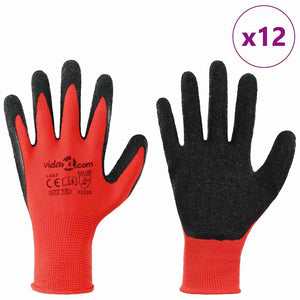 Arbeitshandschuhe Rot/Schwarz, Größe 7/S, 12er-Pack
