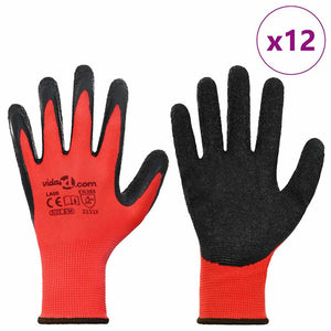 Arbeitshandschuhe Rot/Schwarz, Größe 8/M, 12er-Pack