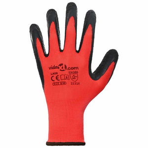 Arbeitshandschuhe Rot/Schwarz, Größe 8/M, 24er-Pack
