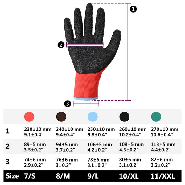 Arbeitshandschuhe Rot/Schwarz, Größe 9, 12er Pack