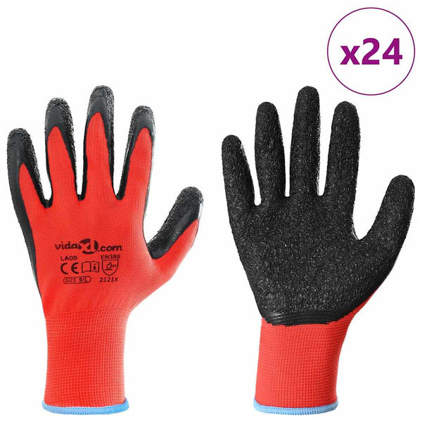 Arbeitshandschuhe mit Latexbeschichtung, Größe 9, 24 Stk.