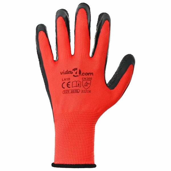 Arbeitshandschuhe Rot/Schwarz XL (24 Stück)