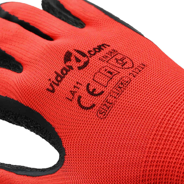 Arbeitshandschuhe Rot/Schwarz, Größe 11 (XXL), 12er-Pack