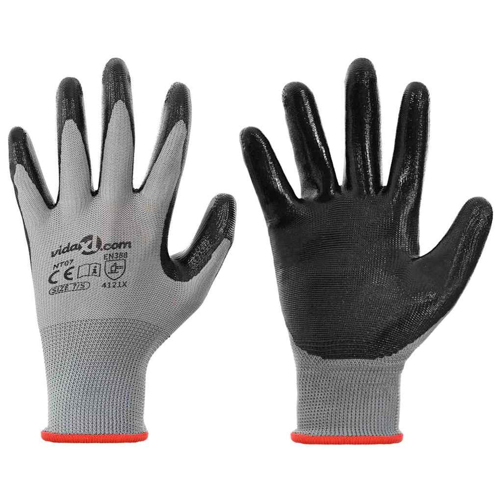 Arbeitshandschuhe 24er Set Grau/Schwarz Größe 7
