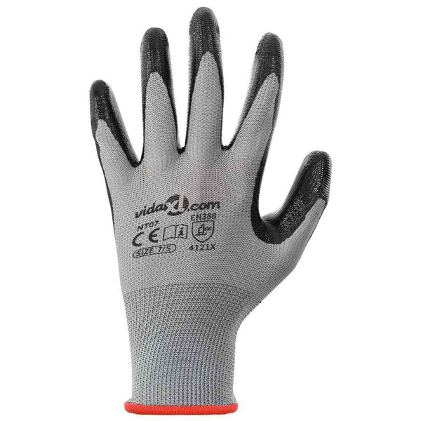 Arbeitshandschuhe 24er Set Grau/Schwarz Größe 7