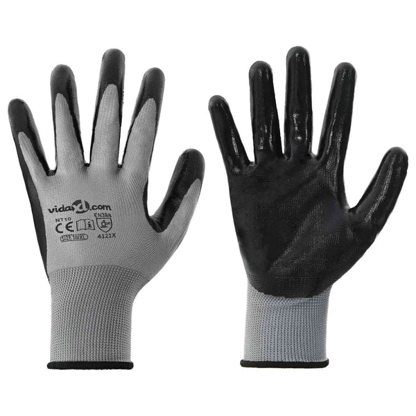 Arbeitshandschuhe Grau/Schwarz XL (24 Stück)