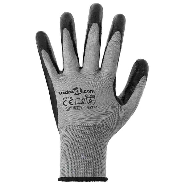 Arbeitshandschuhe Grau/Schwarz XL (24 Stück)