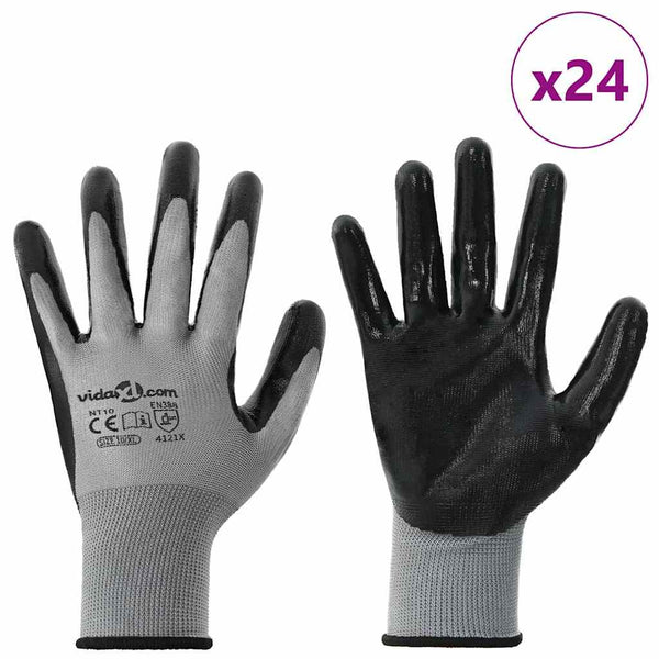 Arbeitshandschuhe Grau/Schwarz XL (24 Stück)