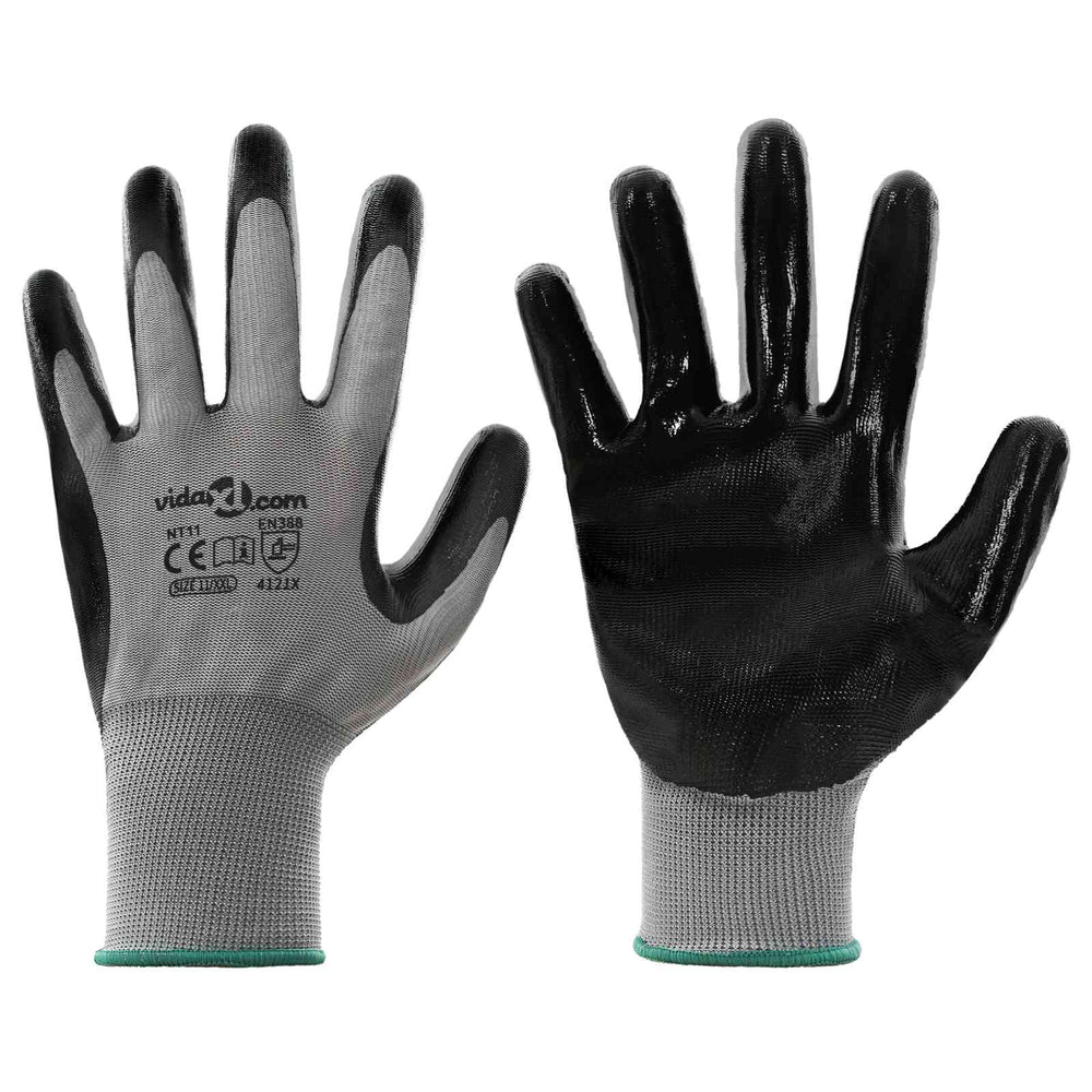 Arbeitshandschuhe Grau/Schwarz XXL (24 Stück)