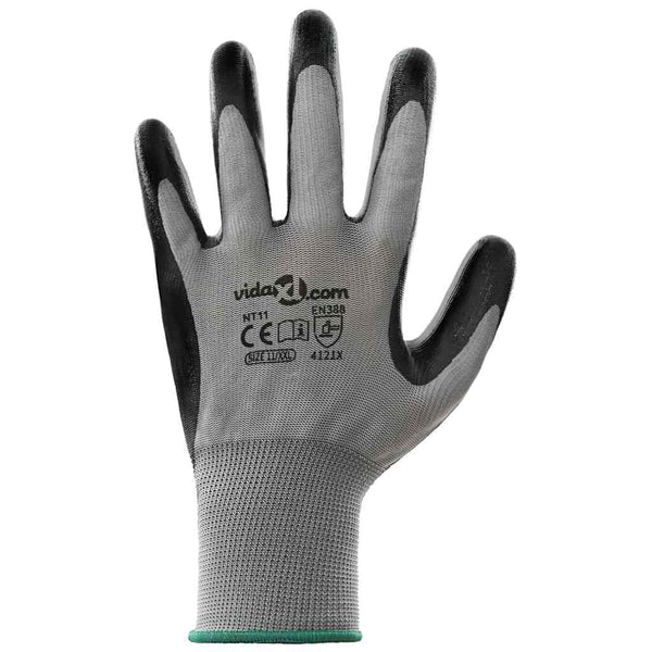 Arbeitshandschuhe Grau/Schwarz XXL (24 Stück)