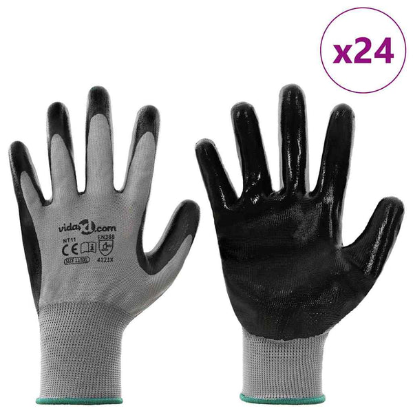 Arbeitshandschuhe Grau/Schwarz XXL (24 Stück)