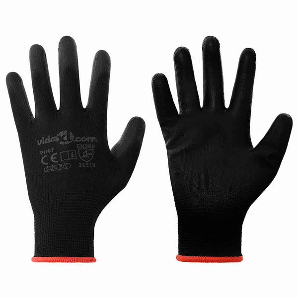 Arbeitshandschuhe 12er Pack Schwarz Größe 7 / S