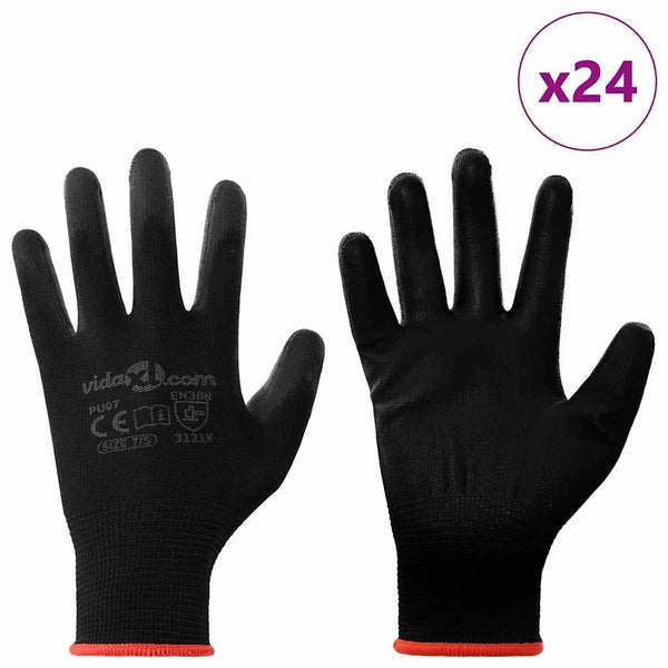 Arbeitshandschuhe Schwarz Größe 7/S, 24er-Pack