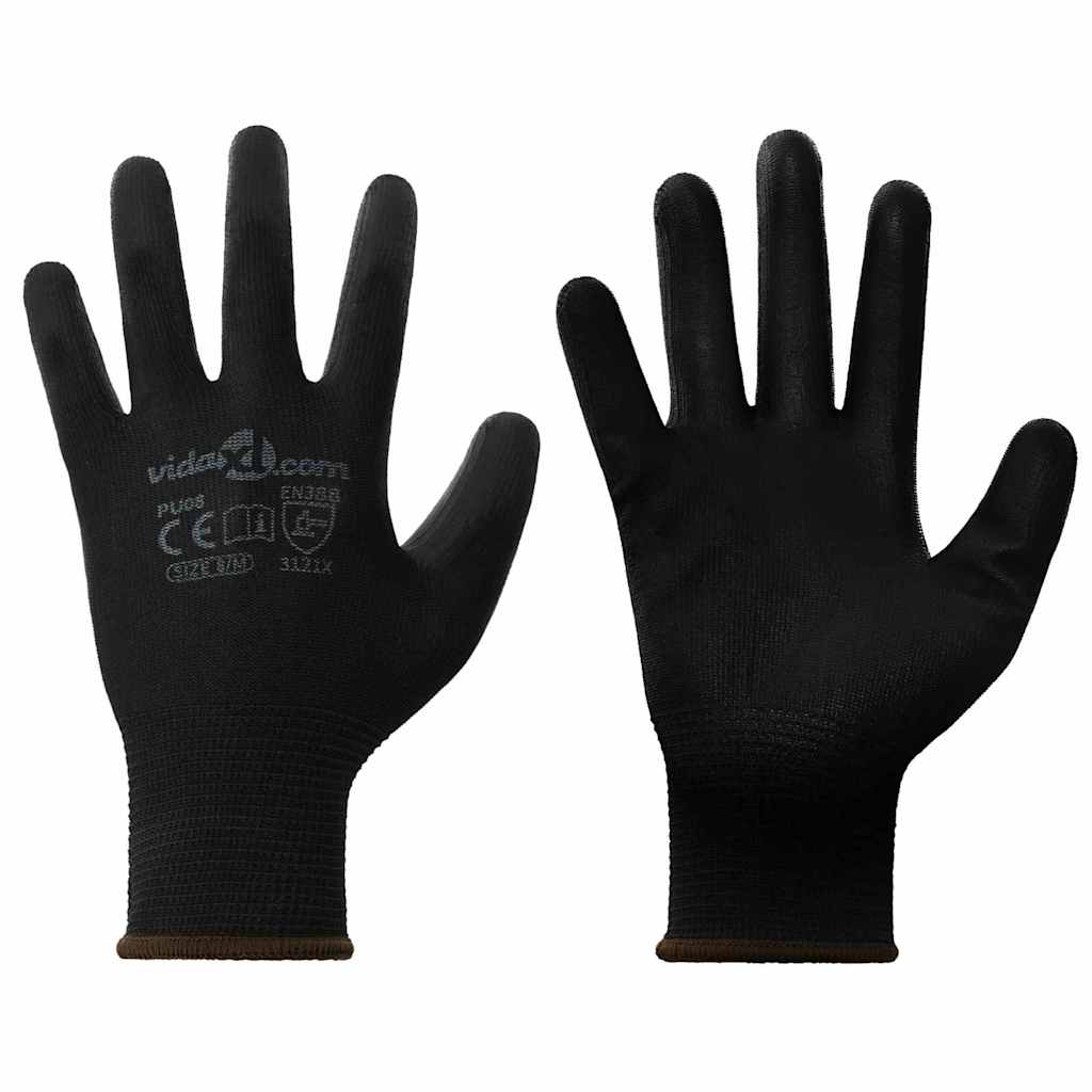 Arbeitshandschuhe 12er Pack Schwarz Größe 8