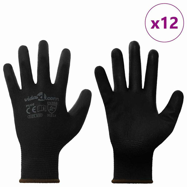 Arbeitshandschuhe 12er Pack Schwarz Größe 8