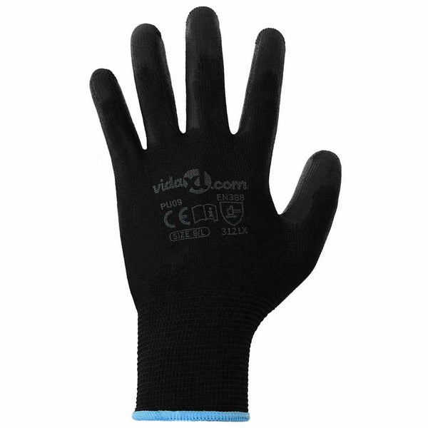 Arbeitshandschuhe Schwarz 9/L, 12er Pack