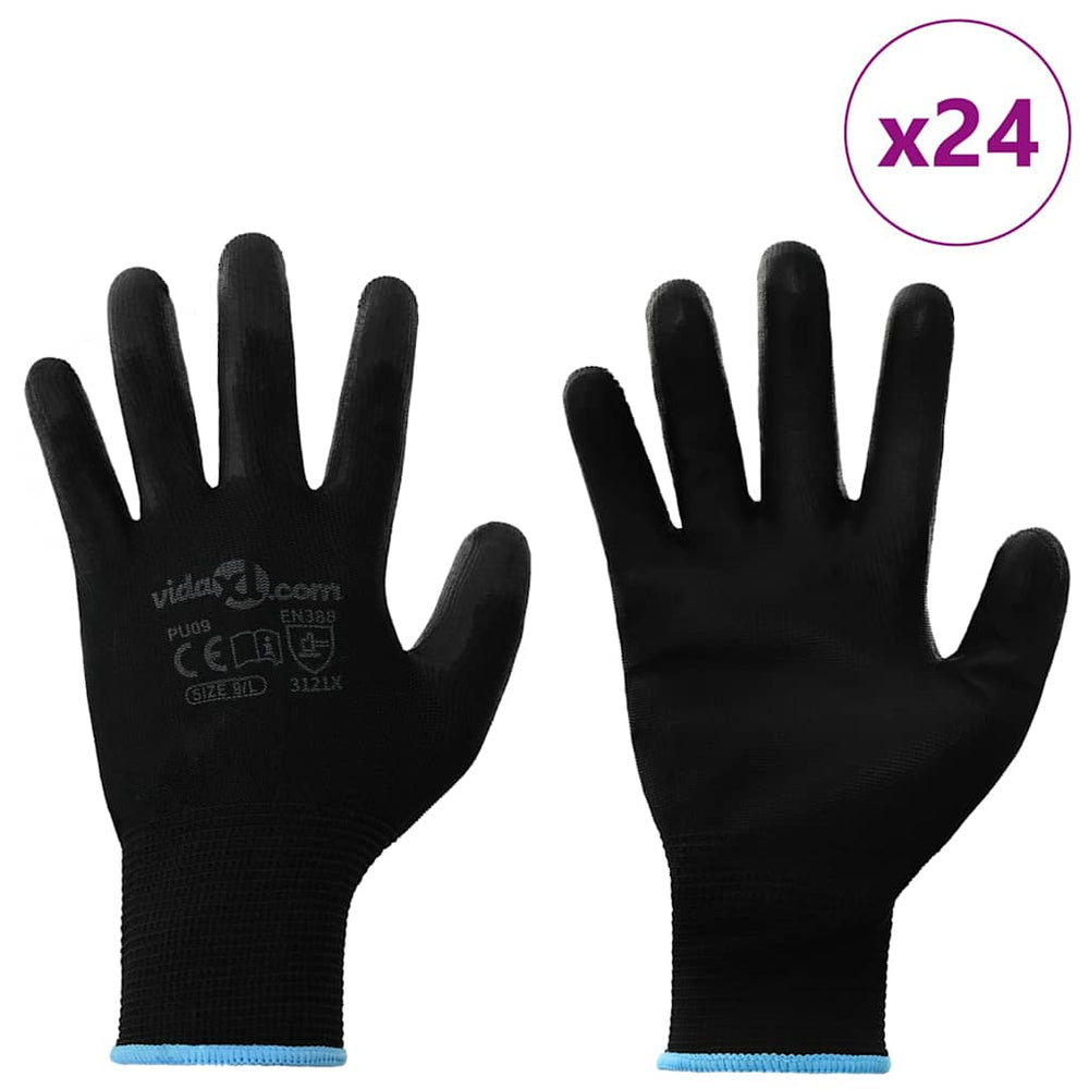 Arbeitshandschuhe Schwarz, Größe 9, 24er-Pack