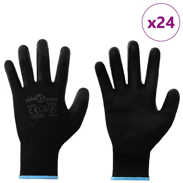 Arbeitshandschuhe Schwarz, Größe 9, 24er-Pack