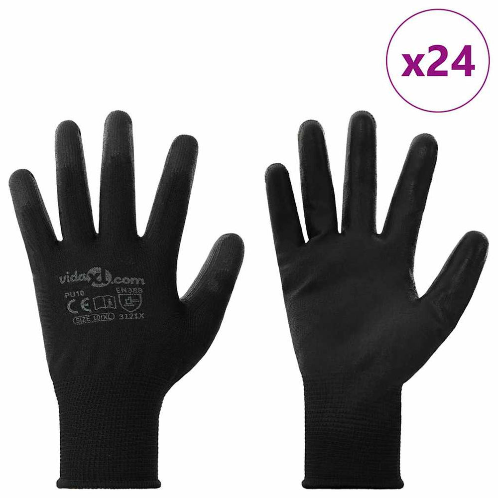 Arbeitshandschuhe Schwarz XL, 24 Stück