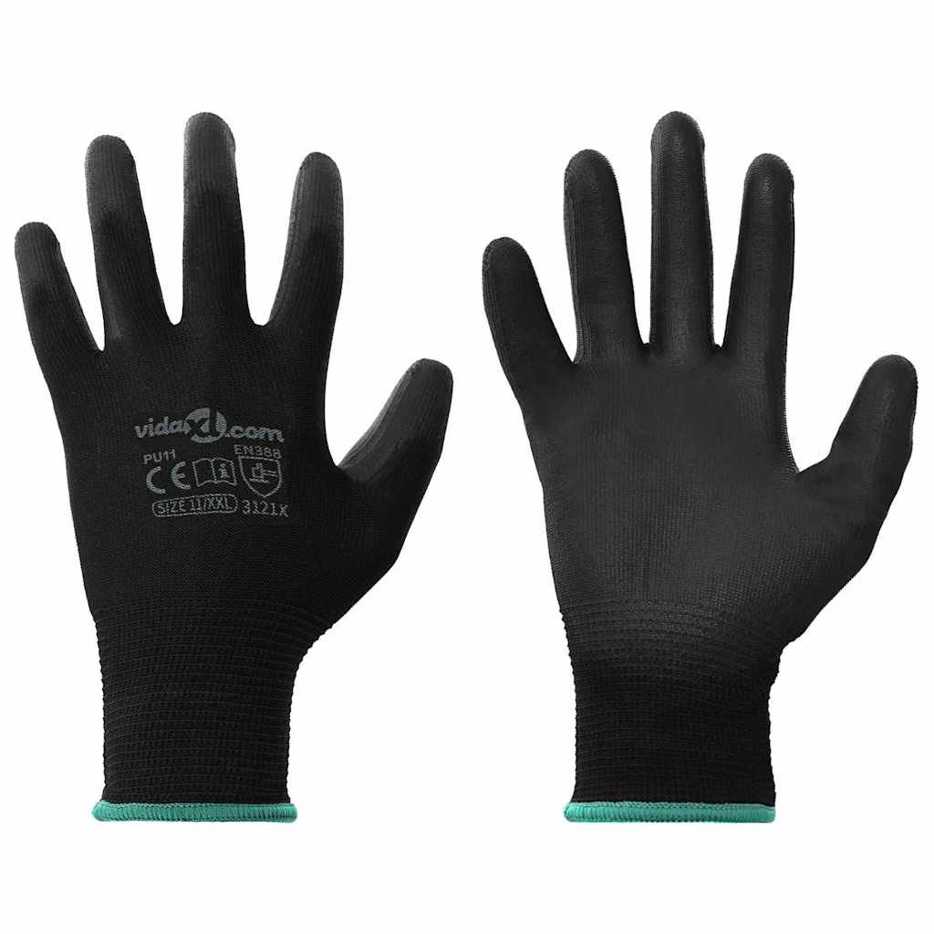 Arbeitshandschuhe Schwarz 12er-Pack XXL