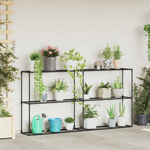 vidaXL Support à plantes à 3 niveaux noir 200 x 32 x 104 cm acier
