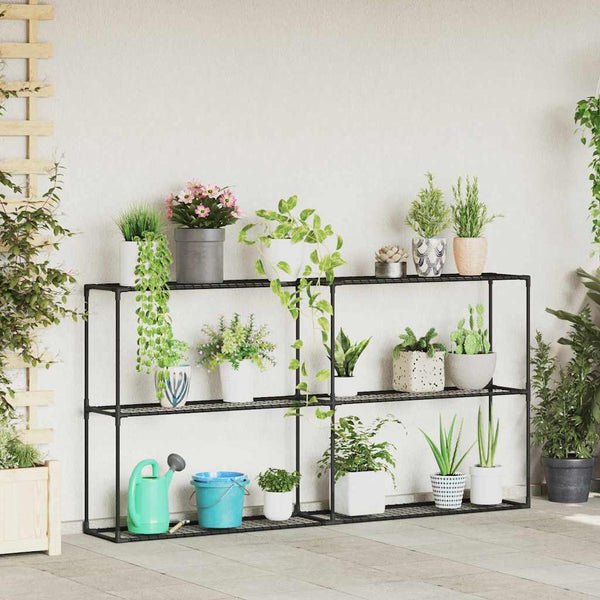 vidaXL Support à plantes à 3 niveaux noir 200 x 32 x 104 cm acier