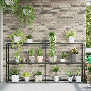 vidaXL Support à plantes à 3 niveaux noir 200 x 32 x 104 cm acier