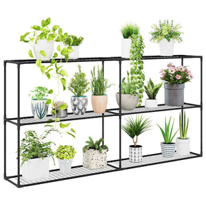 vidaXL Support à plantes à 3 niveaux noir 200 x 32 x 104 cm acier