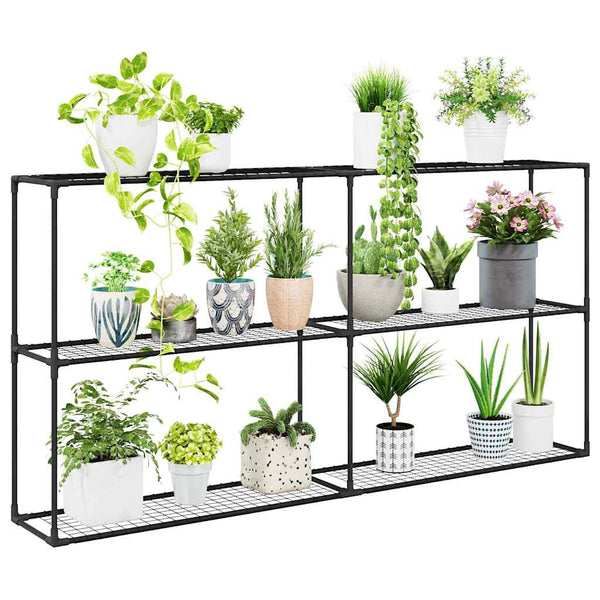 vidaXL Support à plantes à 3 niveaux noir 200 x 32 x 104 cm acier