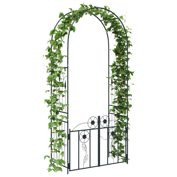 Gartenbogen mit Tor Schwarz 218cm