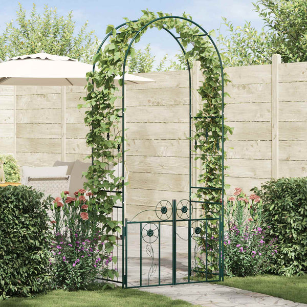 Grüner Gartenbogen mit Tor 102x50x218cm