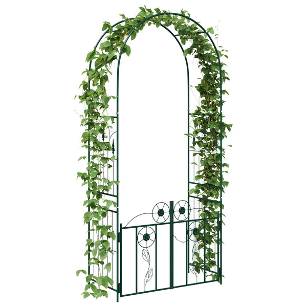 Grüner Gartenbogen mit Tor 102x50x218cm