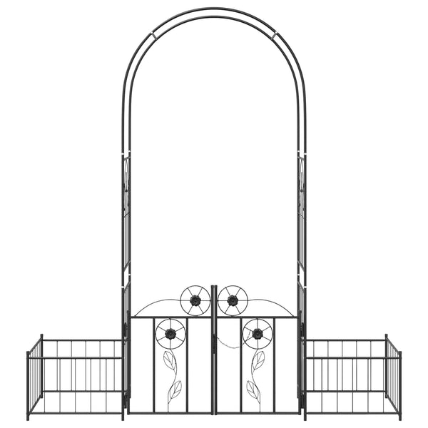 Gartenbogen mit Tor Schwarz 218cm
